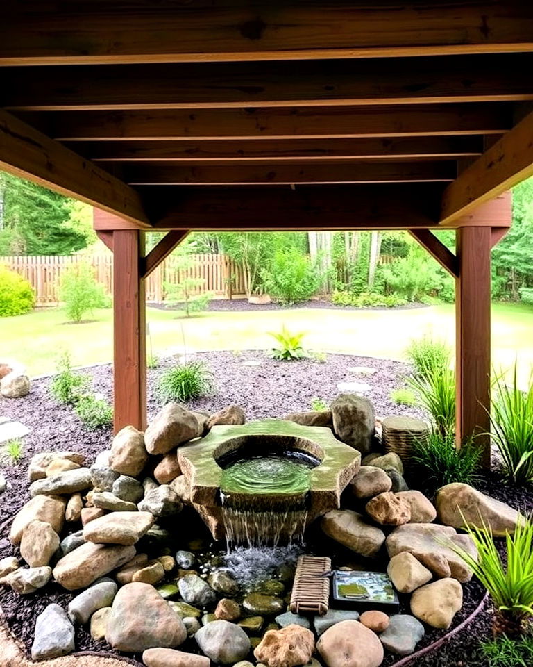 water feature under deck - 20 Under Deck Landscaping Ideas