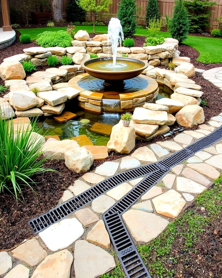 water features with discreet drainage - 15 French Drain Landscaping Ideas