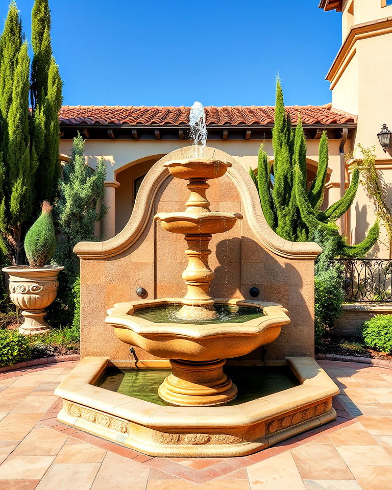 water fountains in mediterranean exteriors - 25 Mediterranean House Exterior Ideas