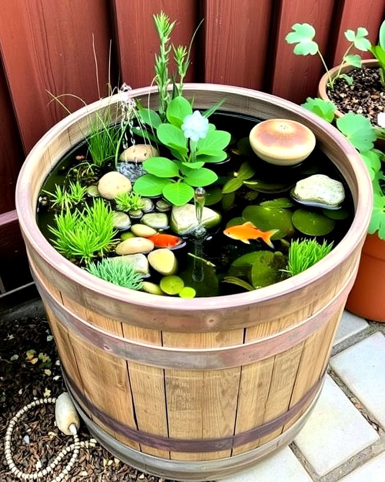water garden in a barrel - 20 Water Garden Ideas