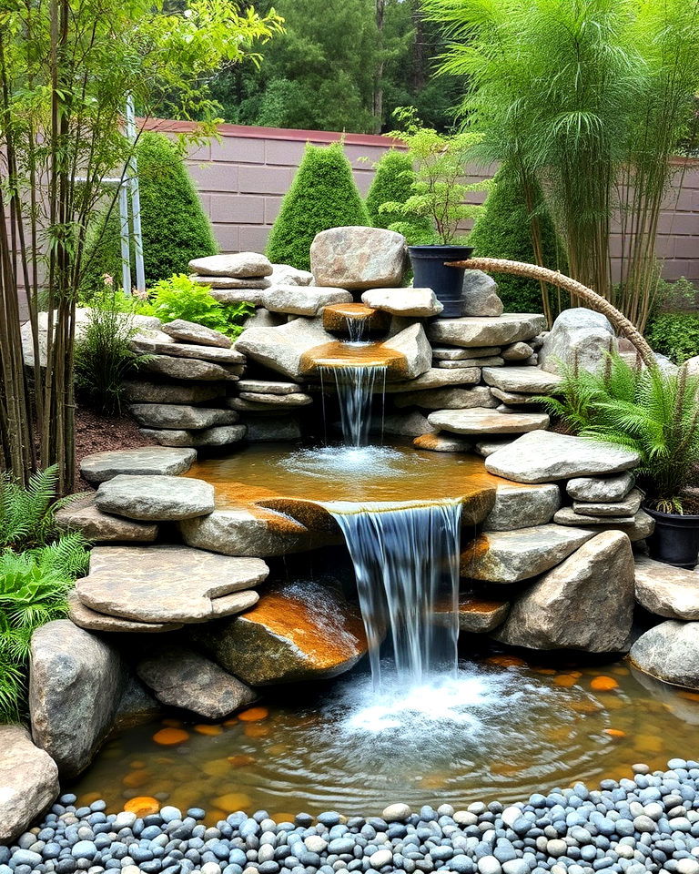 waterfalls with natural stones to asian landscape - 25 Asian Landscaping Ideas