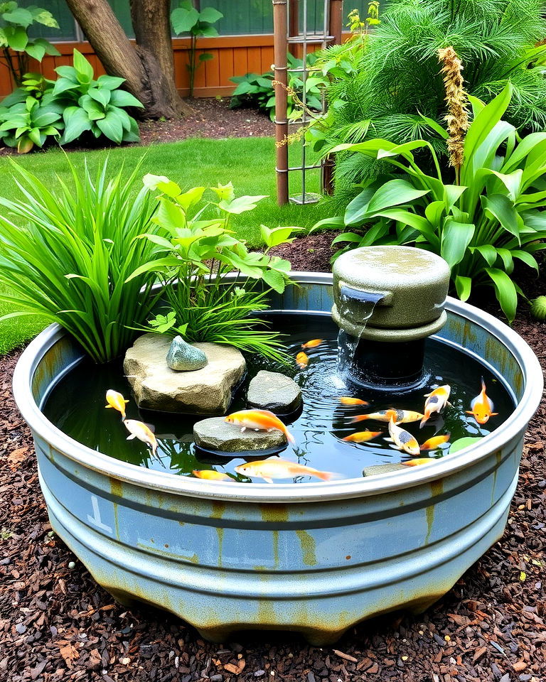 watering trough fish pond - 15 Container Fish Pond Ideas