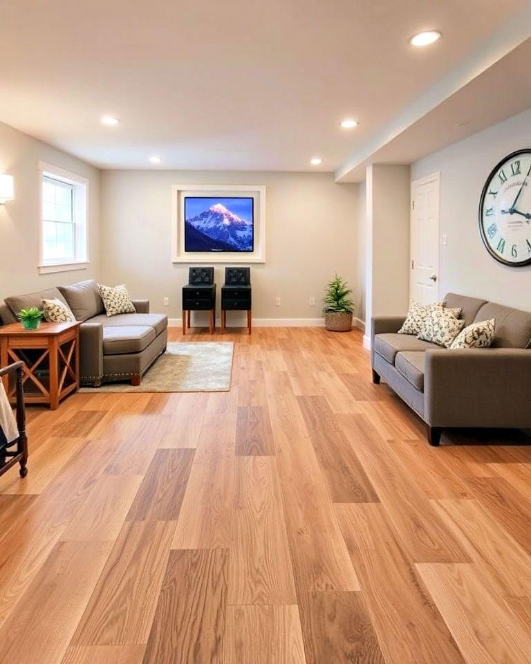 waterproof vinyl planks for basement - 15 Basement Vinyl Flooring Ideas