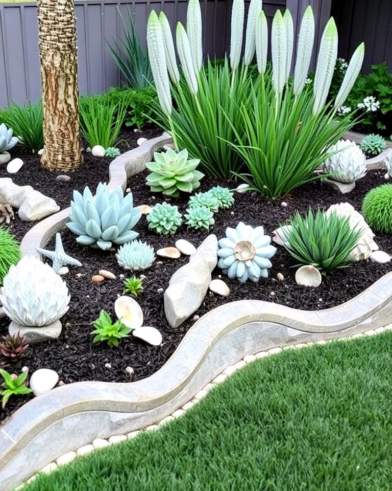 wave inspired edging garden - 20 Seaside Themed Garden Ideas