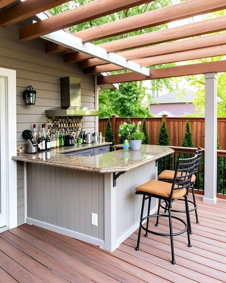 weatherproof decking with outdoor bar - 30 Garden Decking Ideas