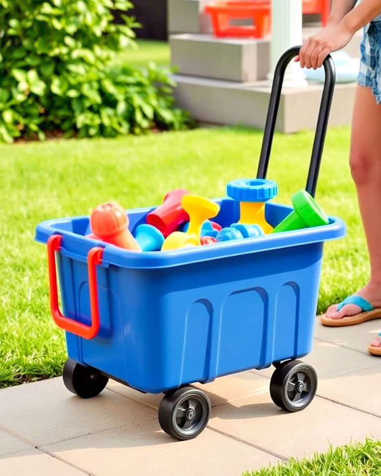 wheeled toy tubs for outdoor toys - 25 Outdoor Toy Storage Ideas