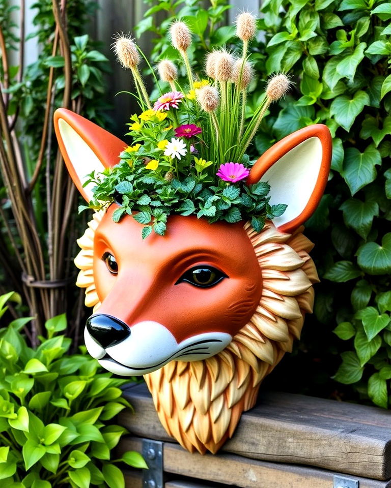 whimsical animal inspired head planters - 15 Head Planter Ideas
