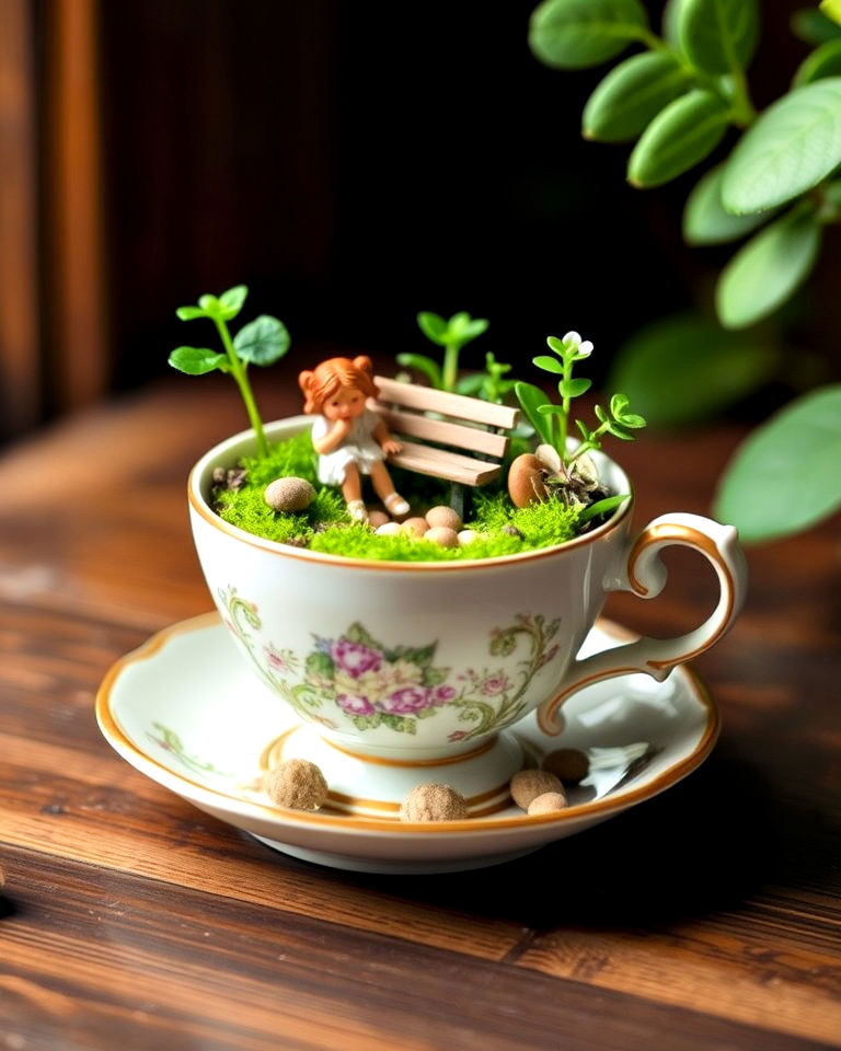 whimsical fairy teacup garden - 20 Fairy Garden Container Ideas