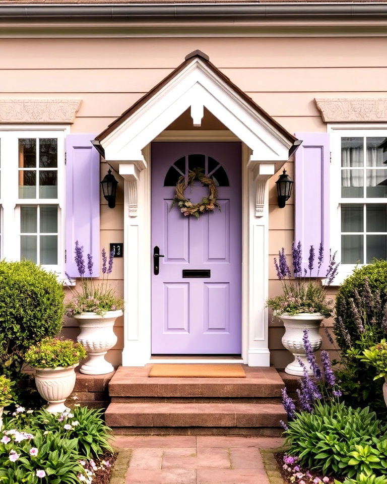 whimsical taupe and soft lavender exterior - 20 Exterior Taupe House Color Combinations