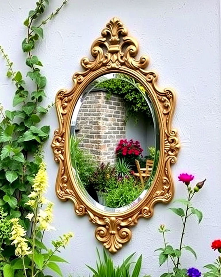 whimsical touc garden mirror illusion - 20 Whimsical Garden Ideas