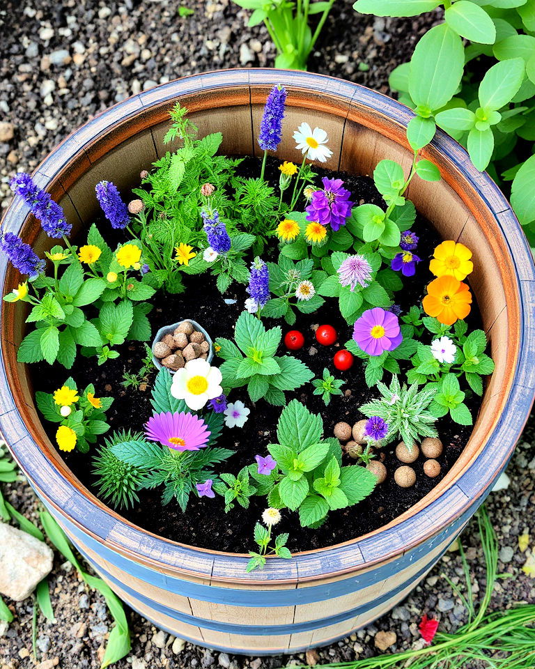 whiskey barrel childrens sensory garden - 20 Whiskey Barrel Planter Ideas