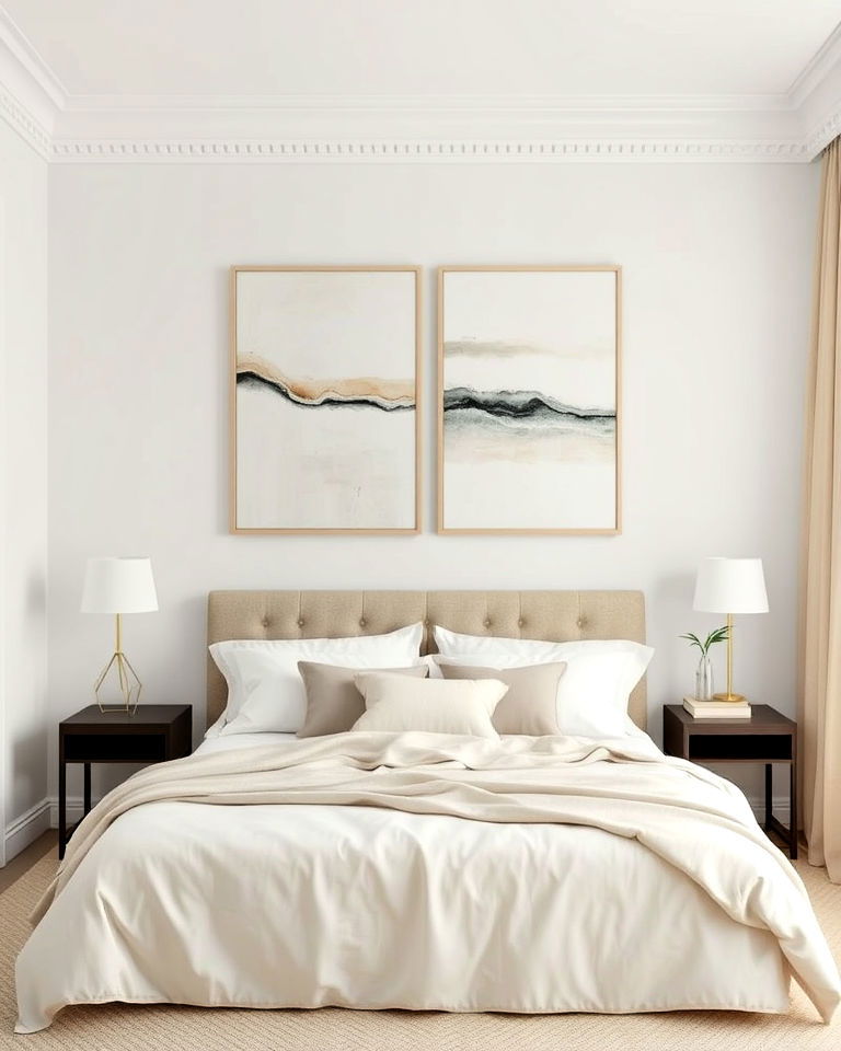 white and cream wall art bedroom - 15 White and Cream Bedroom Ideas-captions