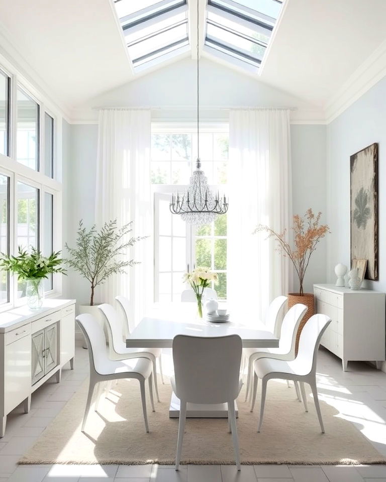 white and natural light dining room - 30 White Dining Room Ideas