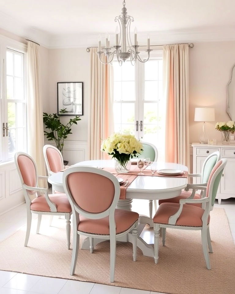 white and pastel harmony dining room - 30 White Dining Room Ideas