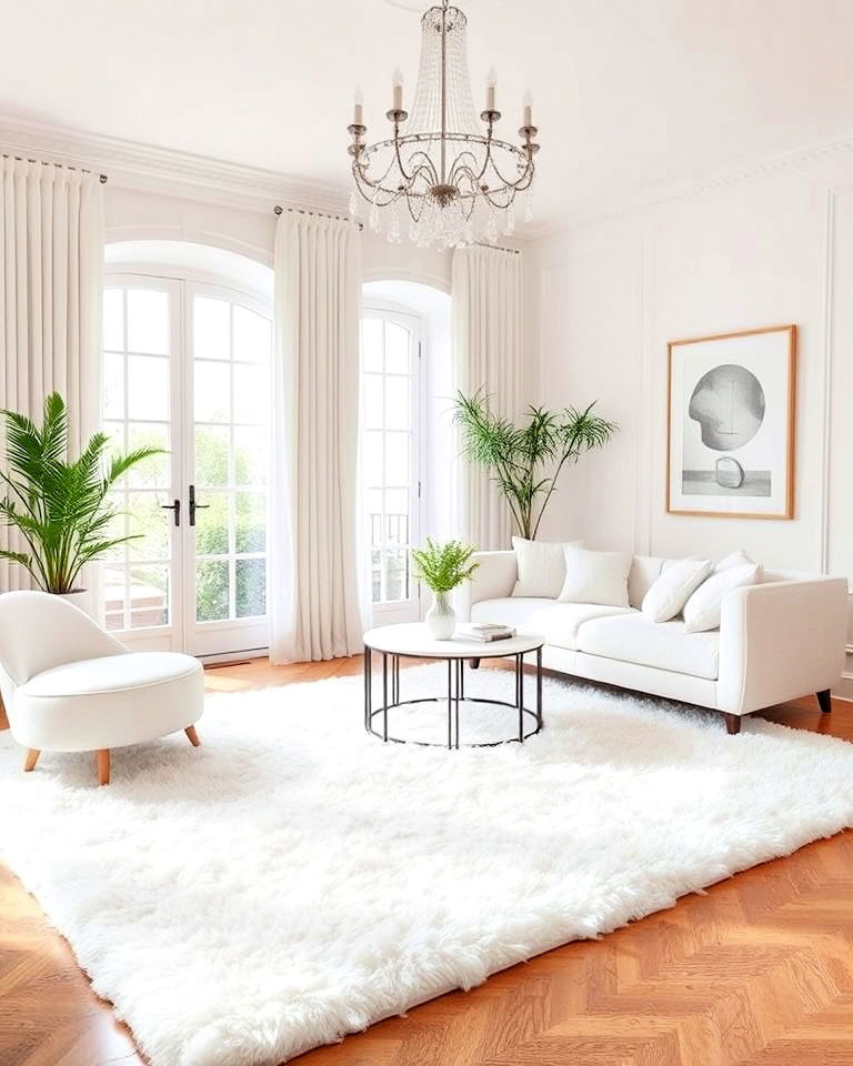 white area rugs for living room - 20 White Interior Design Ideas