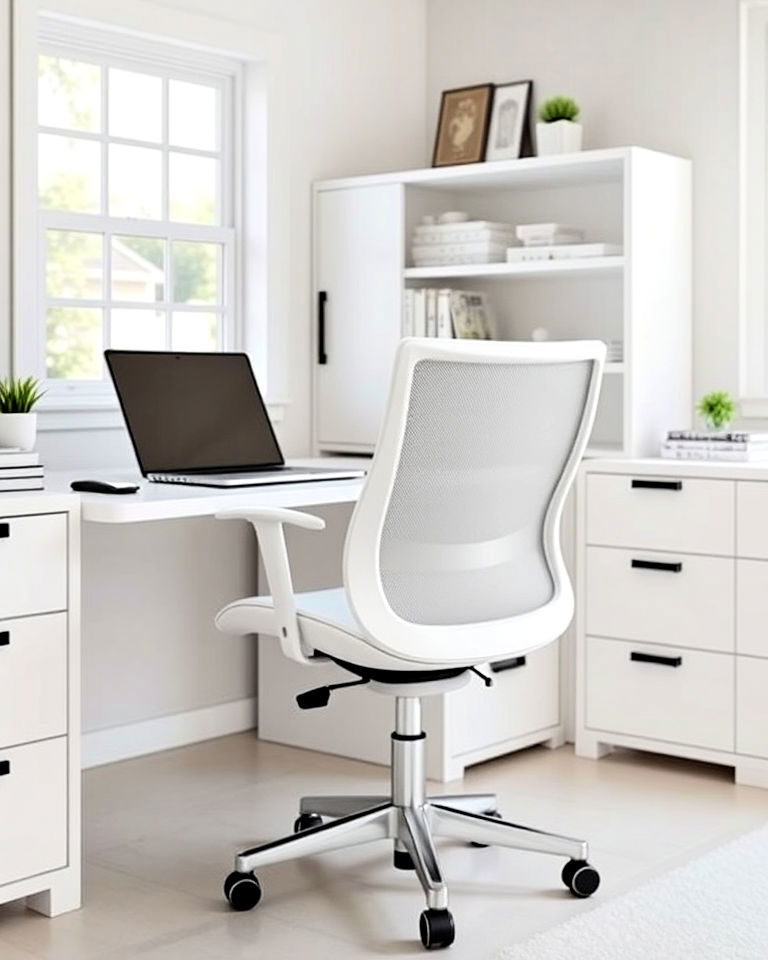 white ergonomic chair for office - 20 White Home Office Ideas