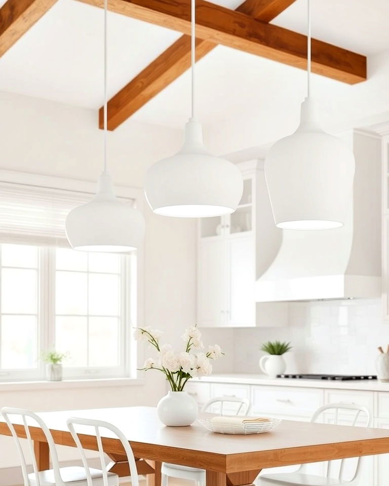 white pendant lighting decor - 20 White Interior Design Ideas