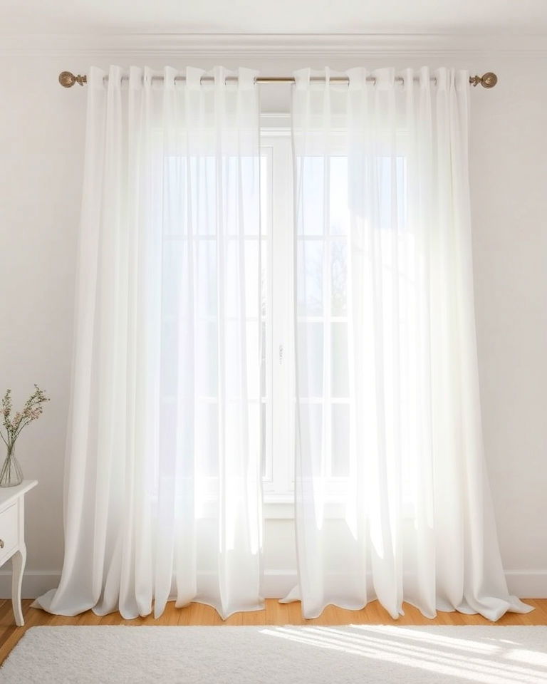white sheer curtains for living room - 20 White Interior Design Ideas