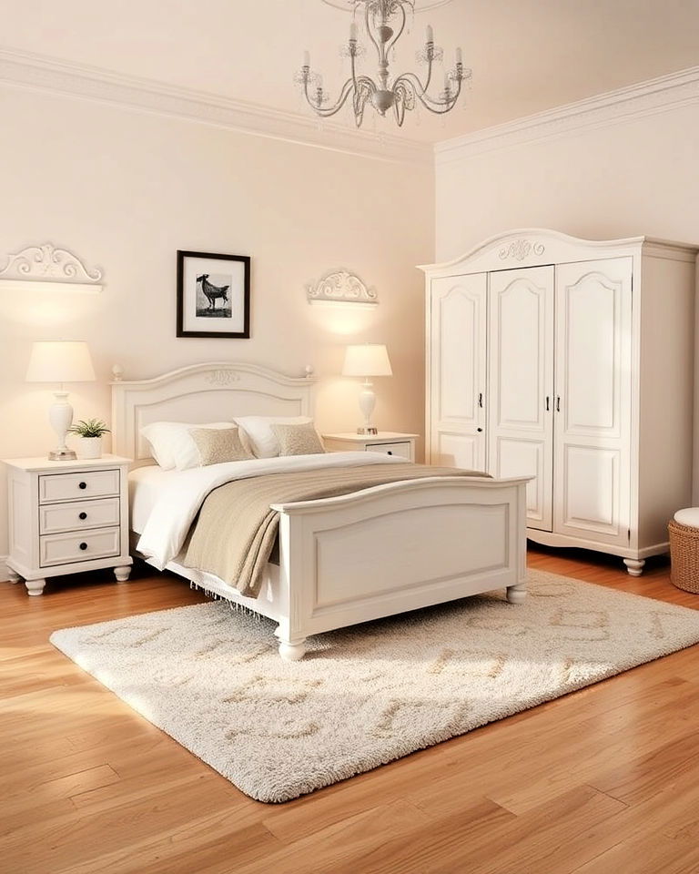 white wooden furniture bedroom - 15 White and Cream Bedroom Ideas-captions