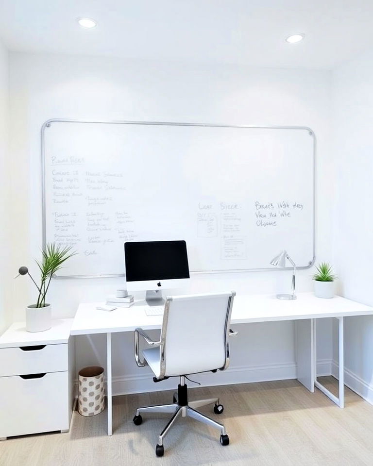 whiteboard wall for office - 20 White Home Office Ideas