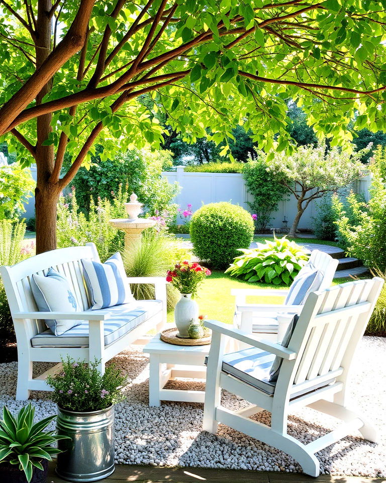 whitewashed garden furniture - 20 Seaside Themed Garden Ideas