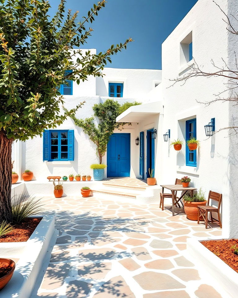 whitewashed greek style home exterior - 25 Greek Style Home Ideas