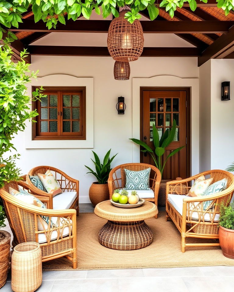 wicker and bamboo accents for boho house exterior - 20 Boho House Exterior Ideas