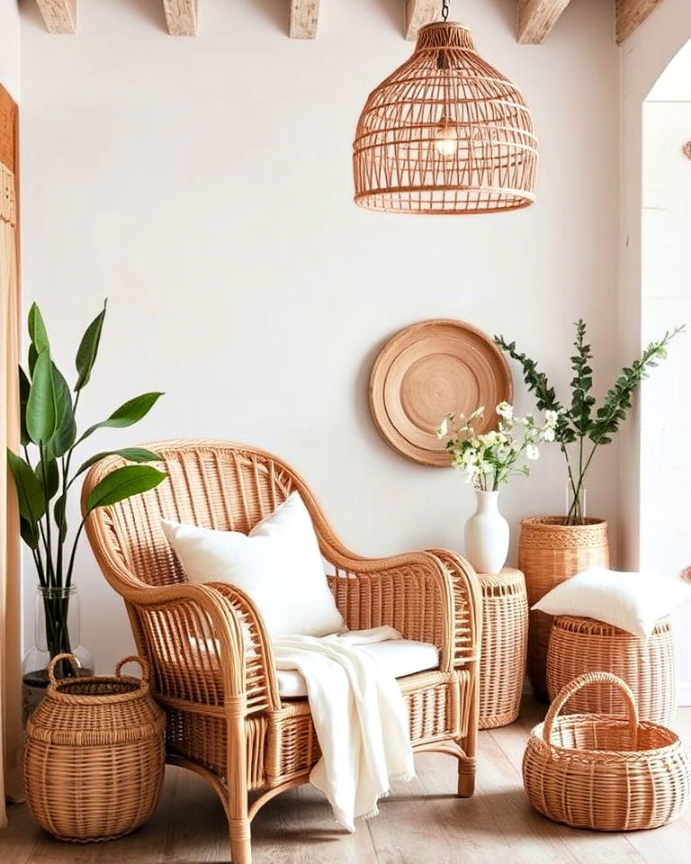 wicker and rattan details shabby chic interior - 25 Shabby Chic Interior Design Ideas