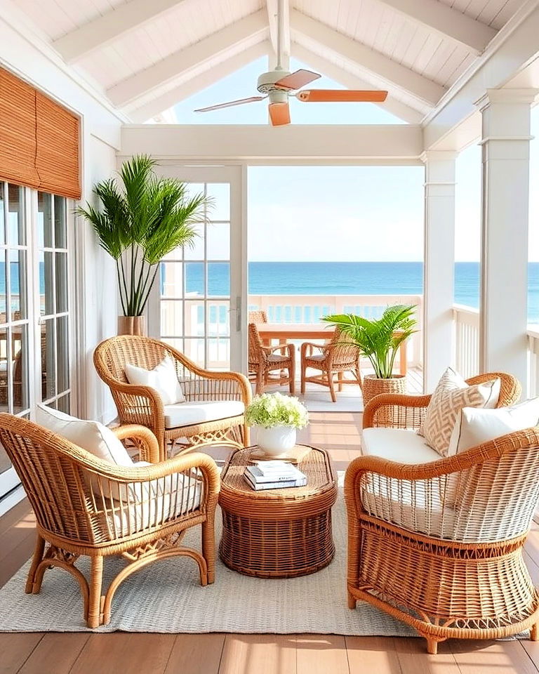 wicker and rattan furniture beach house interior - 30 Beach House Interior Design Ideas