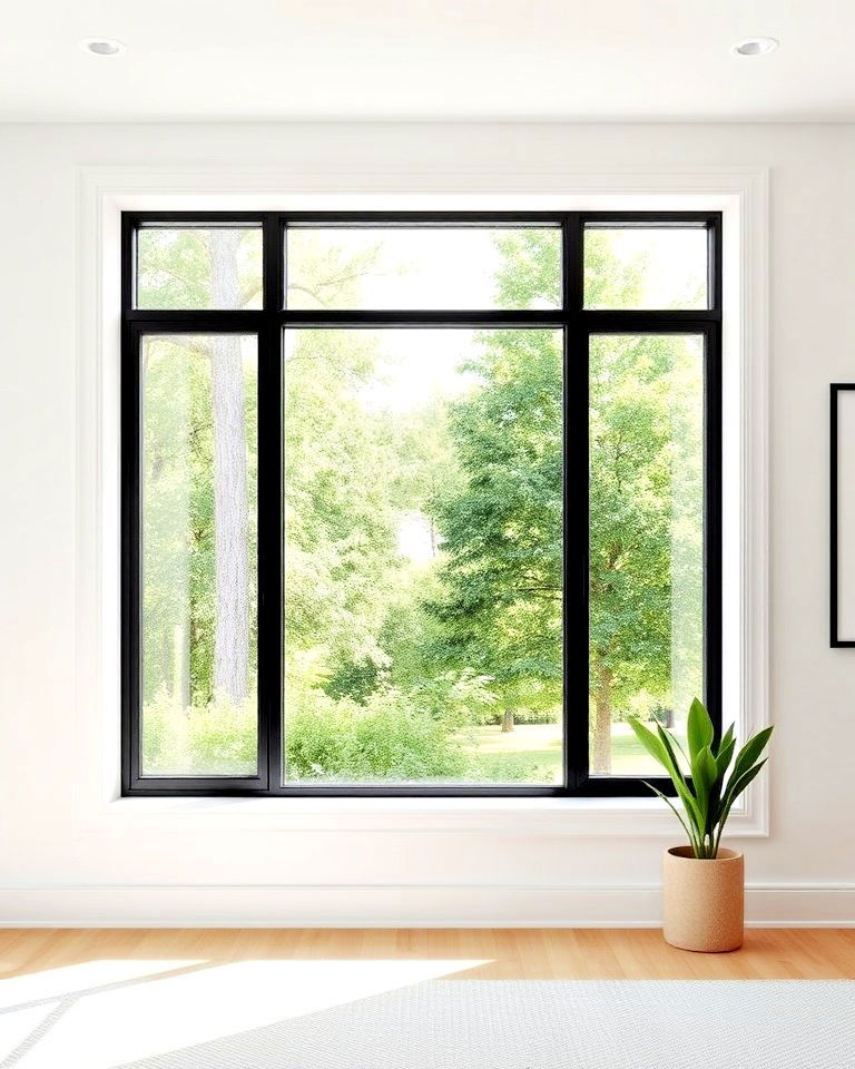 wide modern window trim for a minimalist aesthetic - 30 Window Trim Ideas
