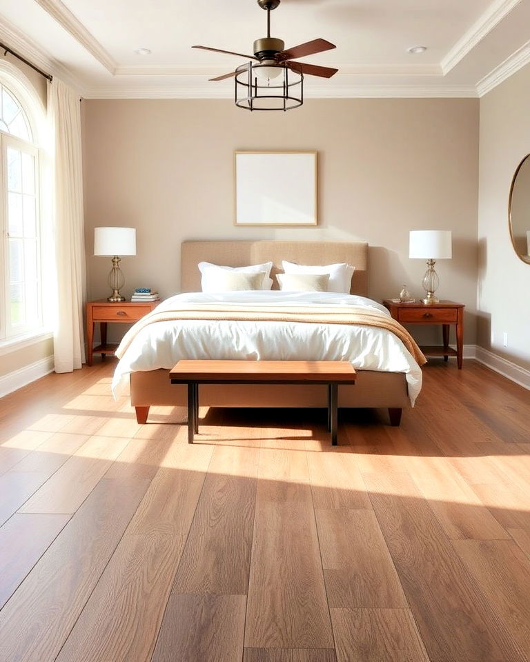 wide plank vinyl flooring for bedroom - 15 Vinyl Flooring Bedroom Ideas