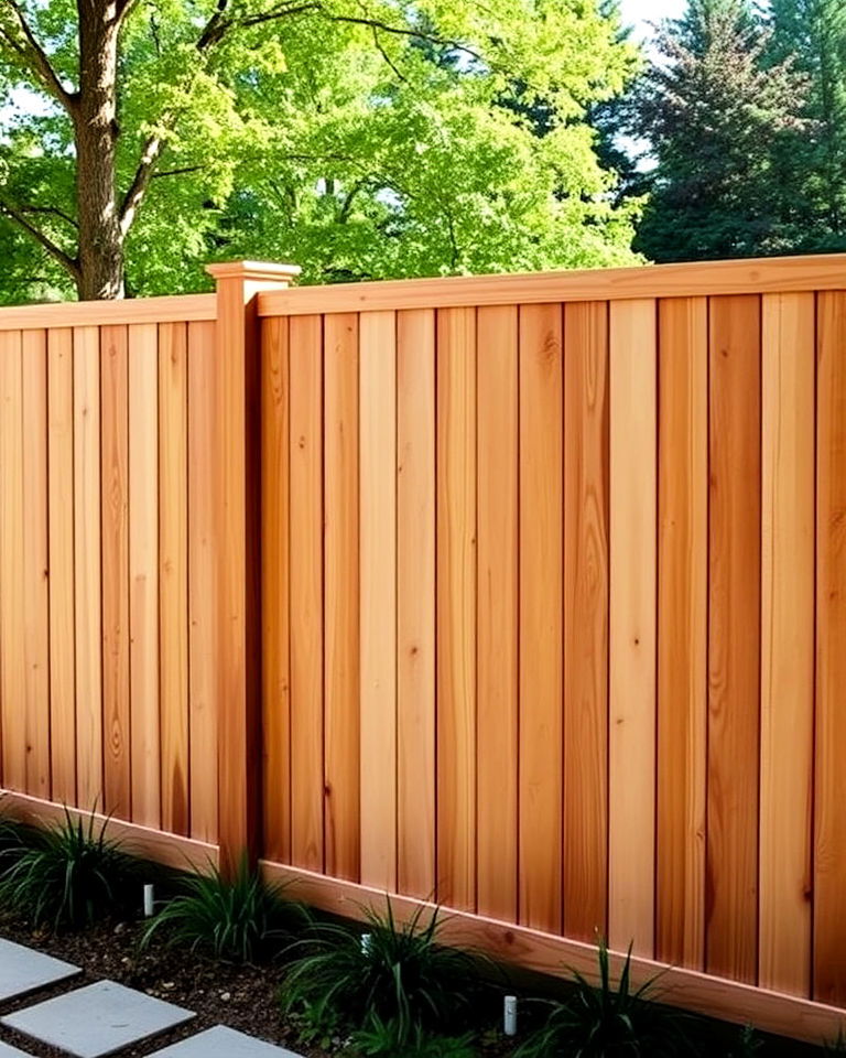 wide planks for a modern look - 20 Board on Board Fence Ideas