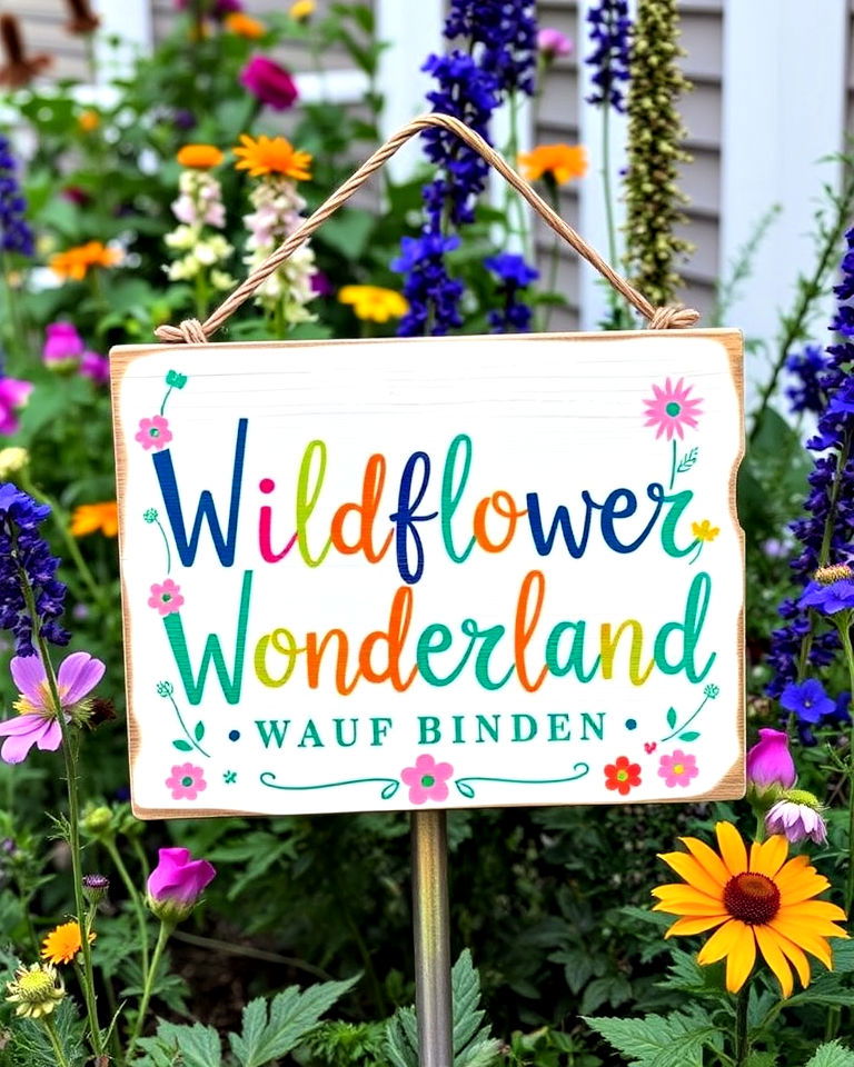 wildflower wonderland garden sign - 20 Garden Sign Ideas