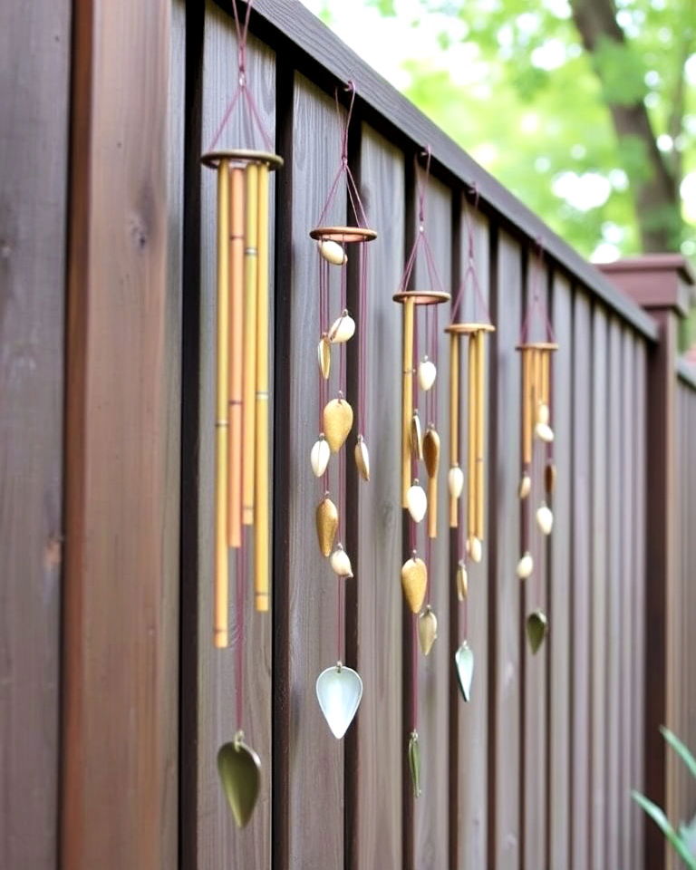 wind chime fence accents - 20 Fence Art Ideas