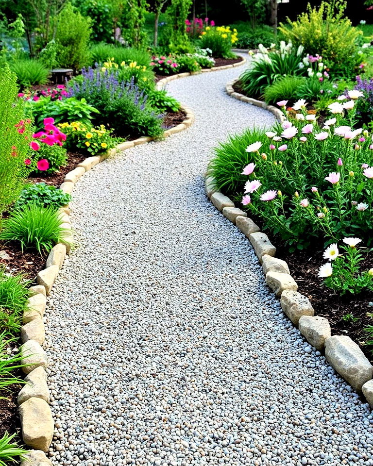 winding pea gravel garden walkway - 20 Pea Gravel Walkway Ideas