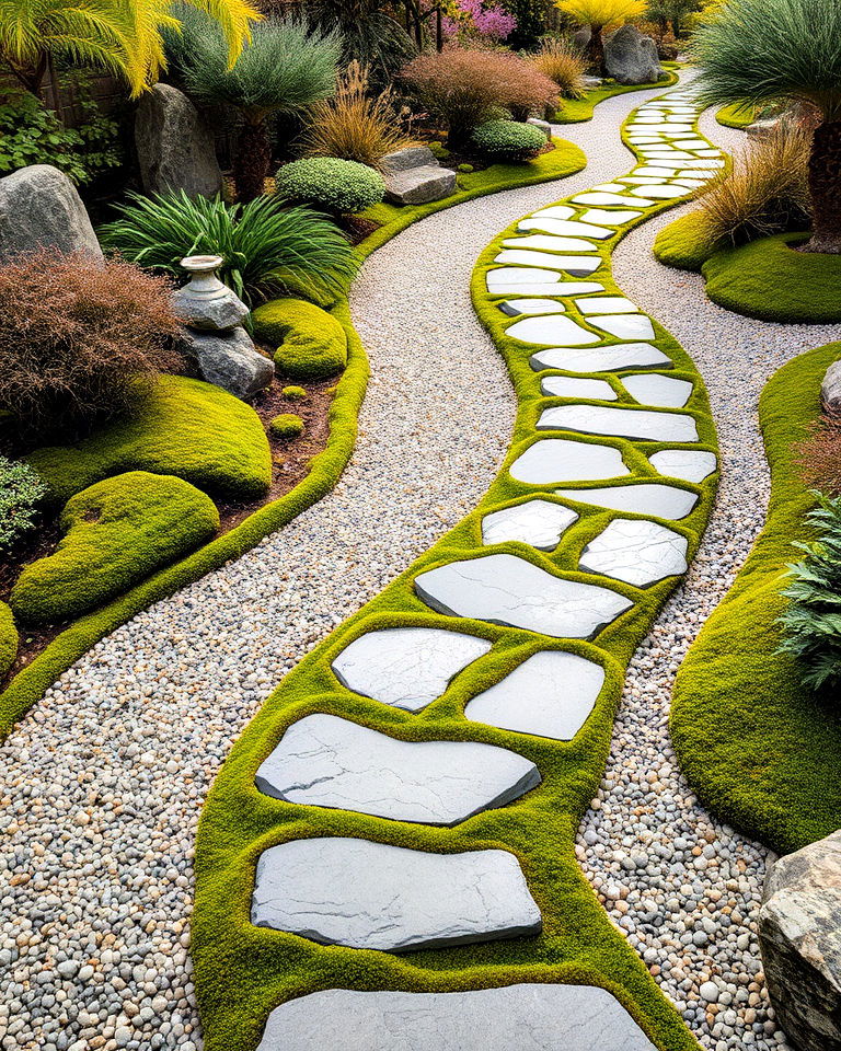 winding stone pathways garden features - 25 Asian Landscaping Ideas
