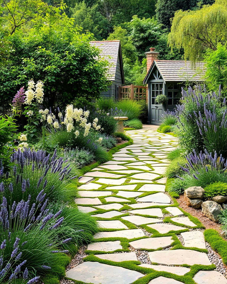 winding stone pathways - 15 Cottagecore Garden Ideas