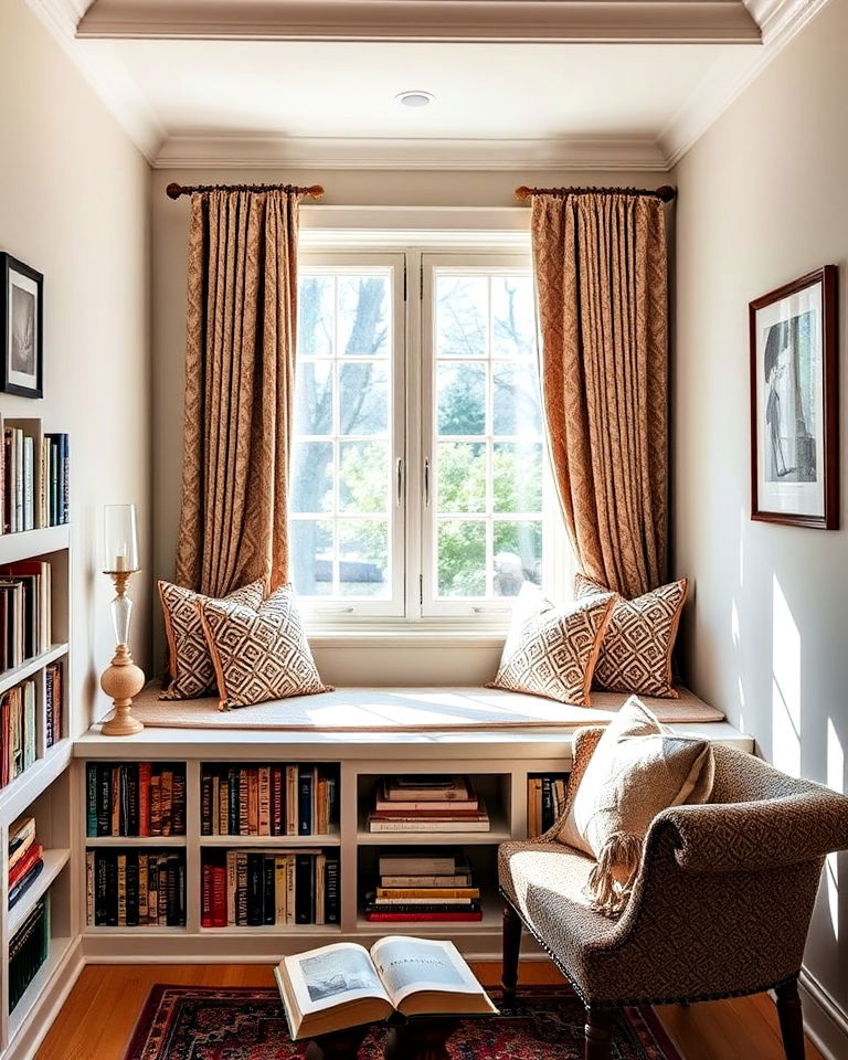 window seat with built in shelves - 25 Reading Room Ideas