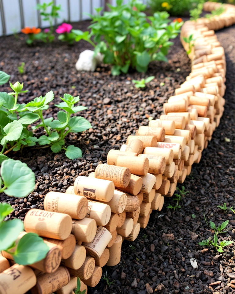 wine corks garden edging - 15 Recycled Garden Edging Ideas