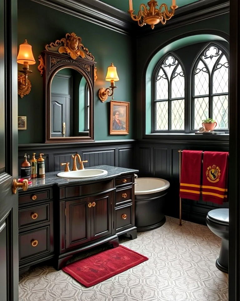 wizarding world color scheme for bathroom - 25 Harry Potter Bathroom Ideas