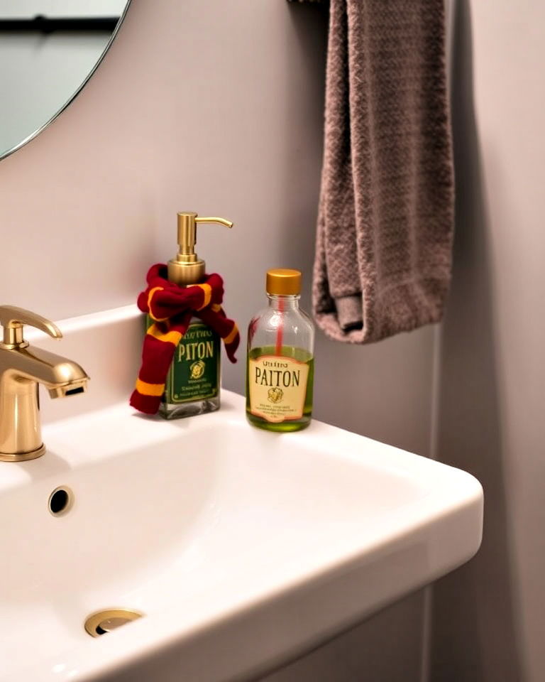 wizarding world hand soap dispensers - 25 Harry Potter Bathroom Ideas