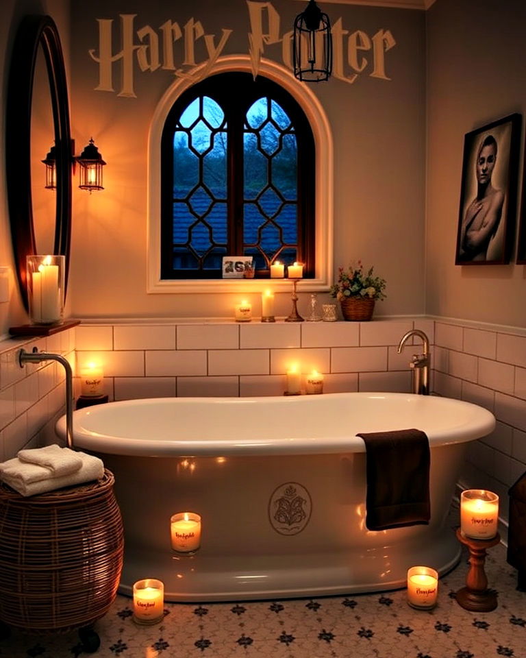 wizarding world scented candles - 25 Harry Potter Bathroom Ideas