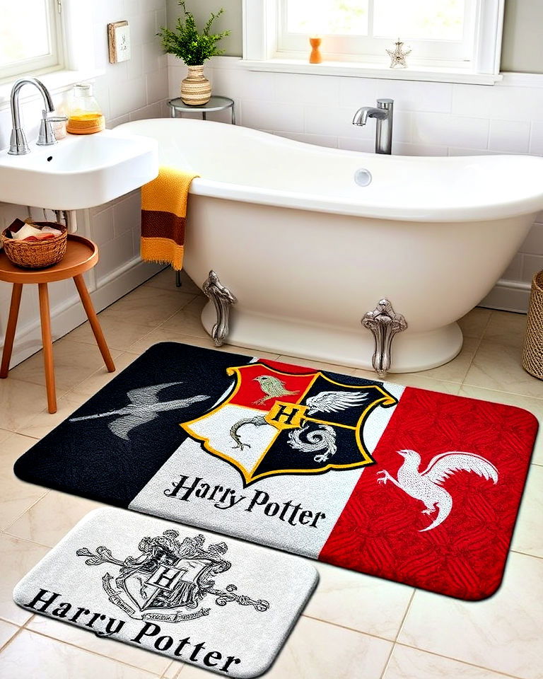 wizarding world themed bath mat - 25 Harry Potter Bathroom Ideas