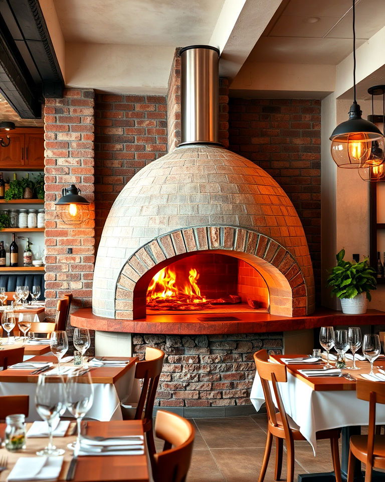 wood fired pizza oven as a focal point - 25 Italian Restaurant Decor Ideas