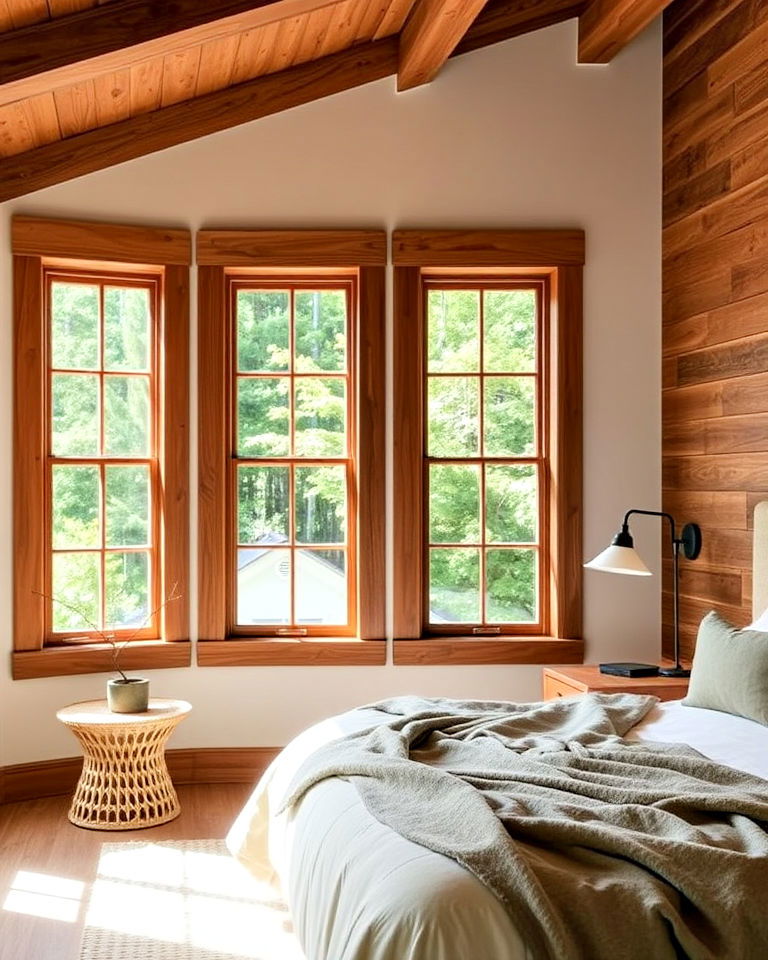 wood window trim for rustic interiors - 30 Window Trim Ideas