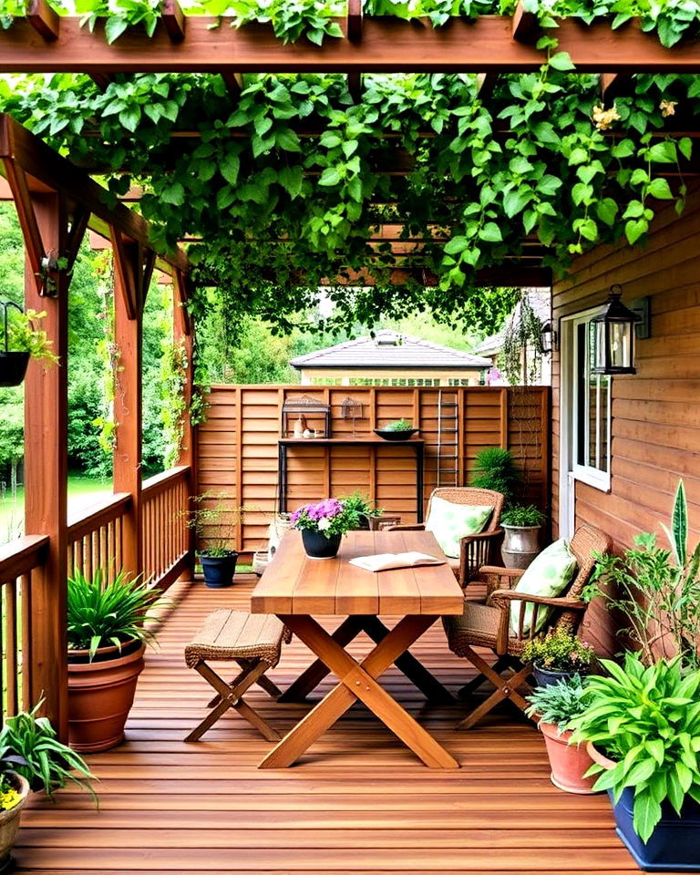 wooden garden decking with pergola - 30 Garden Decking Ideas