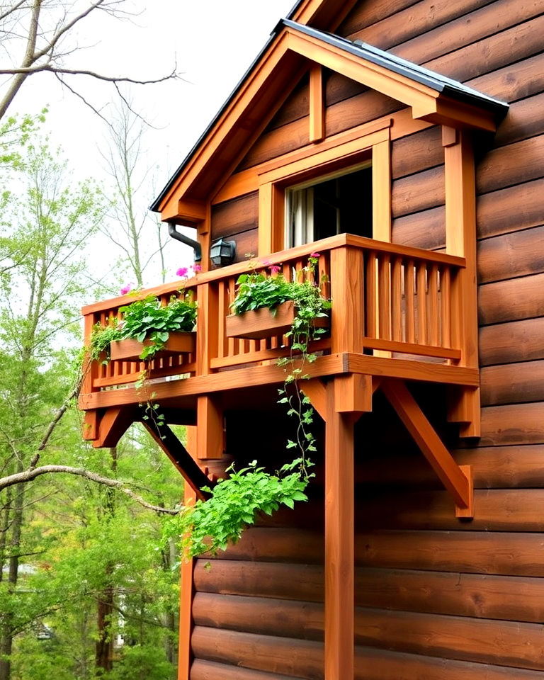 wooden juliet balcony with rustic appeal - 20 Juliet Balcony Ideas