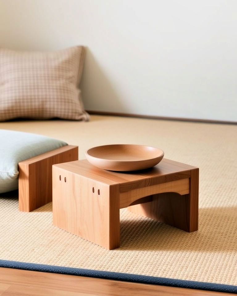 wooden low stools - 30 Floor Seating Ideas