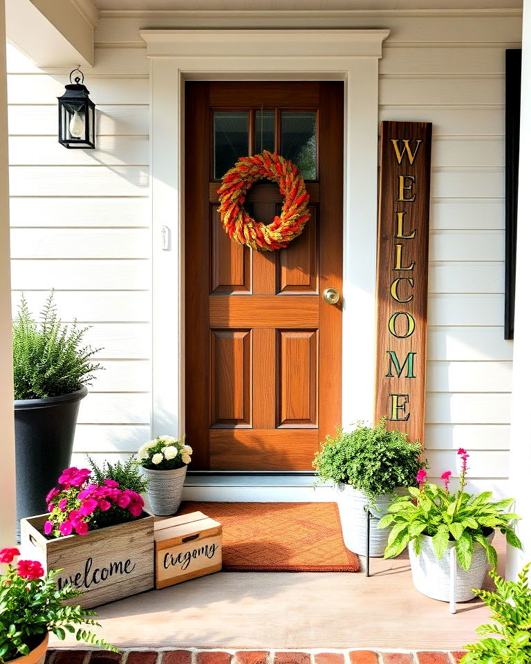 wooden welcome signs with personal touch - 15 Cottage Front Porch Ideas