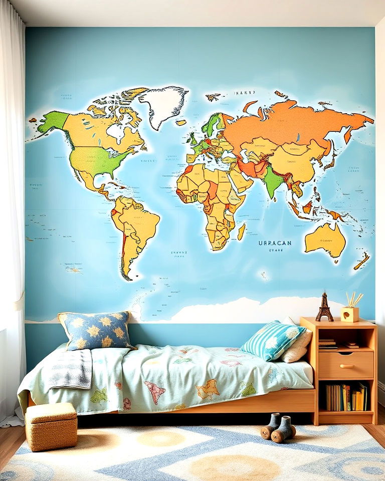 world map wall for kids room - 25 Kids Room Accent Wall